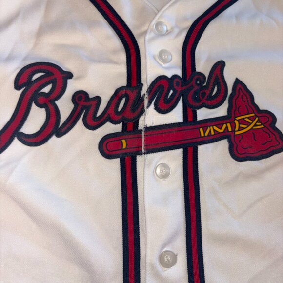 Adult Atlanta Braves Majestic MLB Baseball Jersey Top Size Large Button - Picture 3 of 7